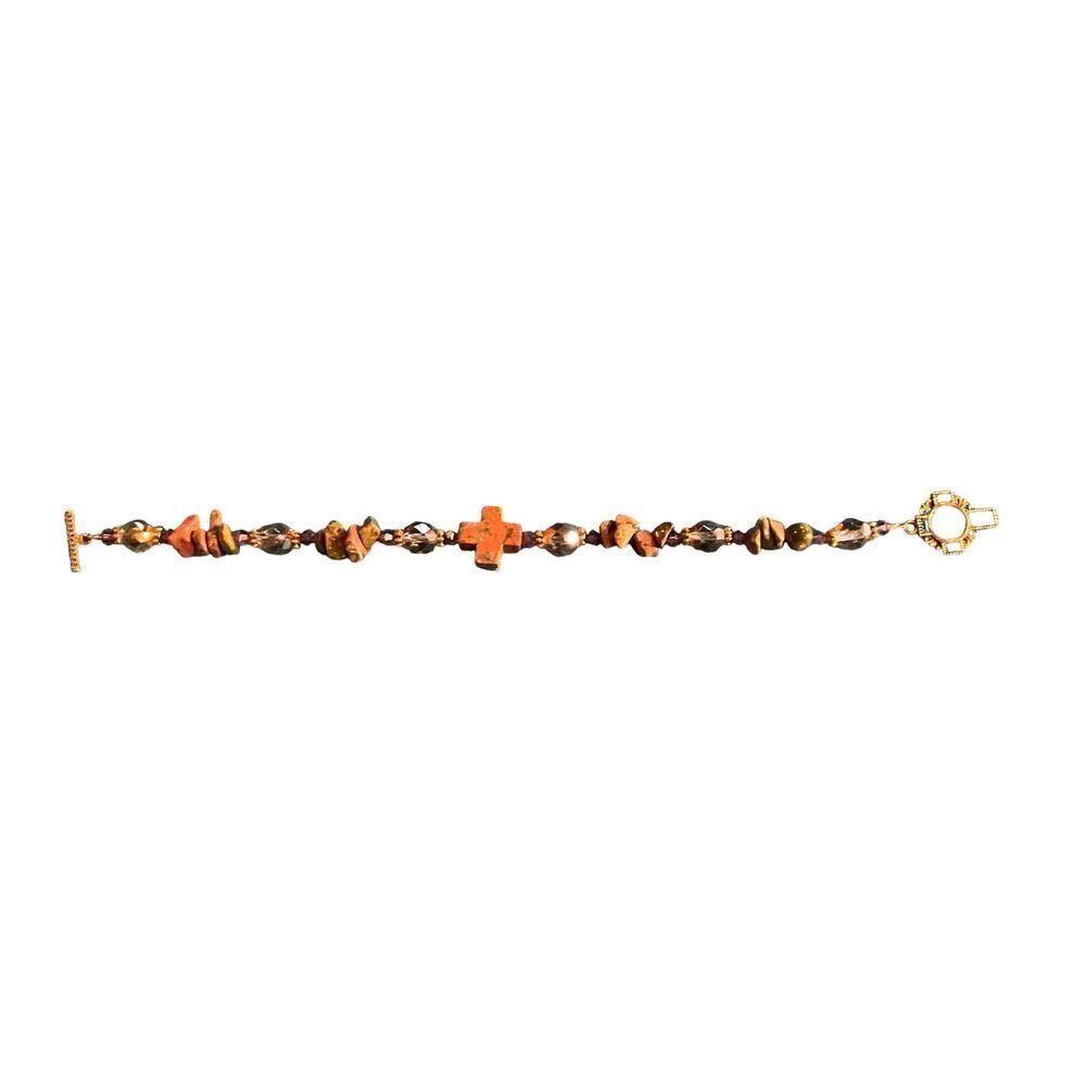 Unakite Jasper Cross Bracelet - Picture 7 of 13